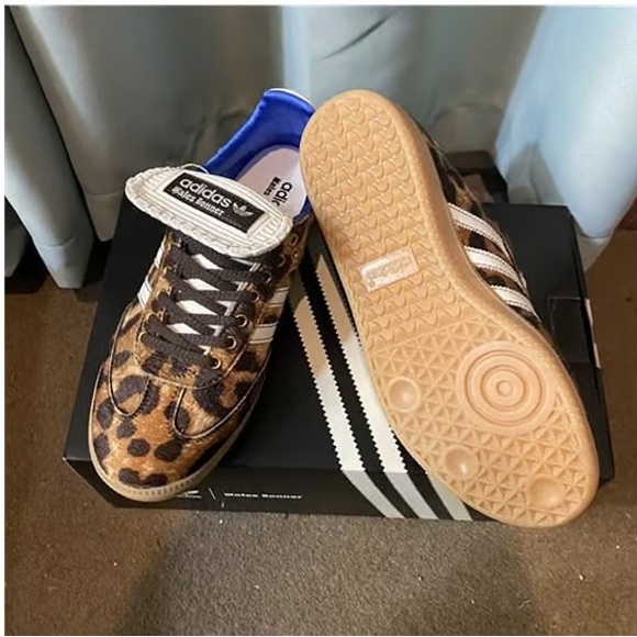 Women's Adidas x Wales Bonner Samba Leopard Print Pony Sneakers - Picture 6 of 7
